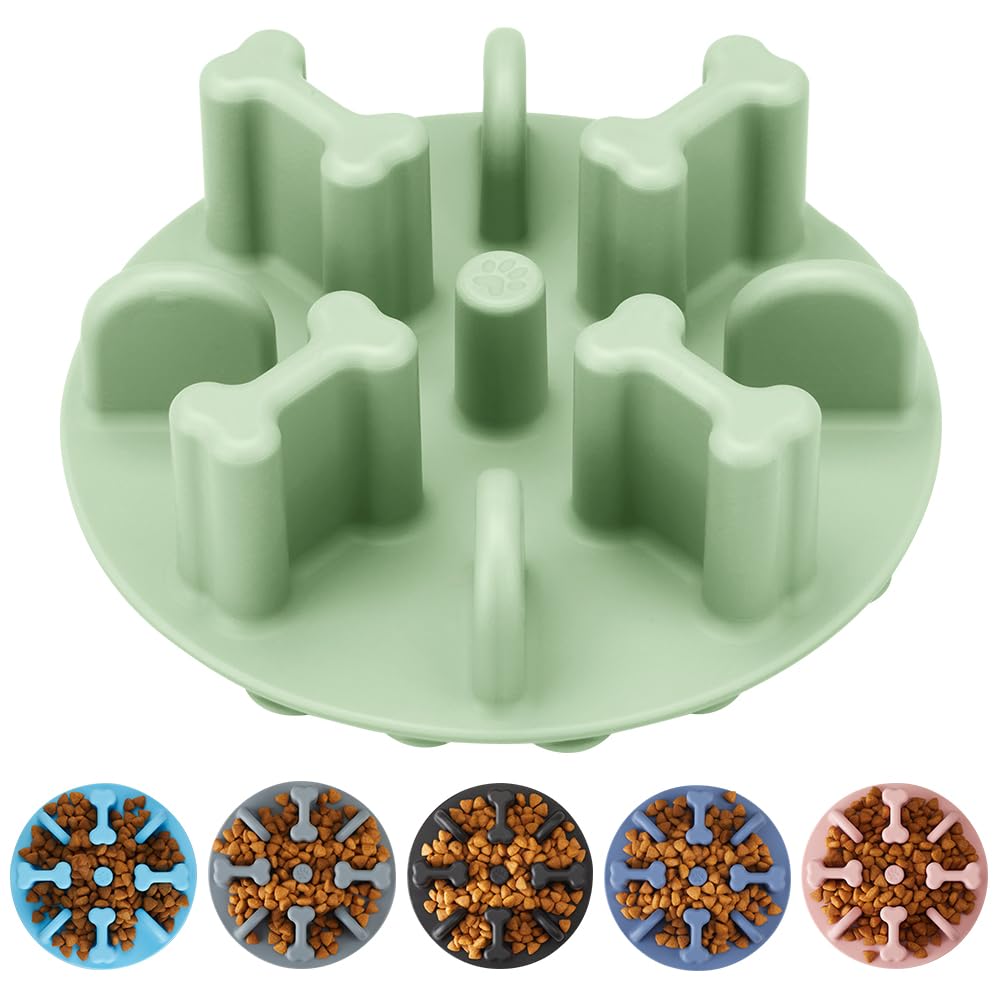 Slow Feeder Dog Bowls Insert, Animire Soft Silicone Anti-Choking Puzzle Anti-Slip Slow Down Eating Feeder Insert, Compatible with Regular Elevated Dog Bowls