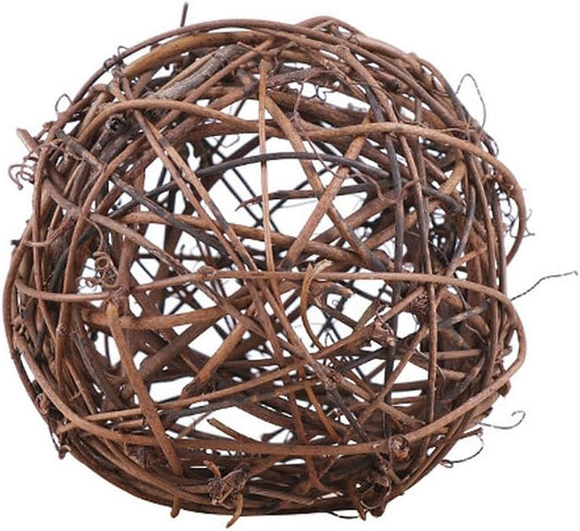 3 Pcs Handmade Wicker Rattan Balls, Natural Vine Balls Bowl and Vase Filler Twig Orbs, Brown Rustic Rattan Decorative Balls Ornament for Garden, Wedding, DIY Crafts, Rabbits, Parrot, Bird Toys