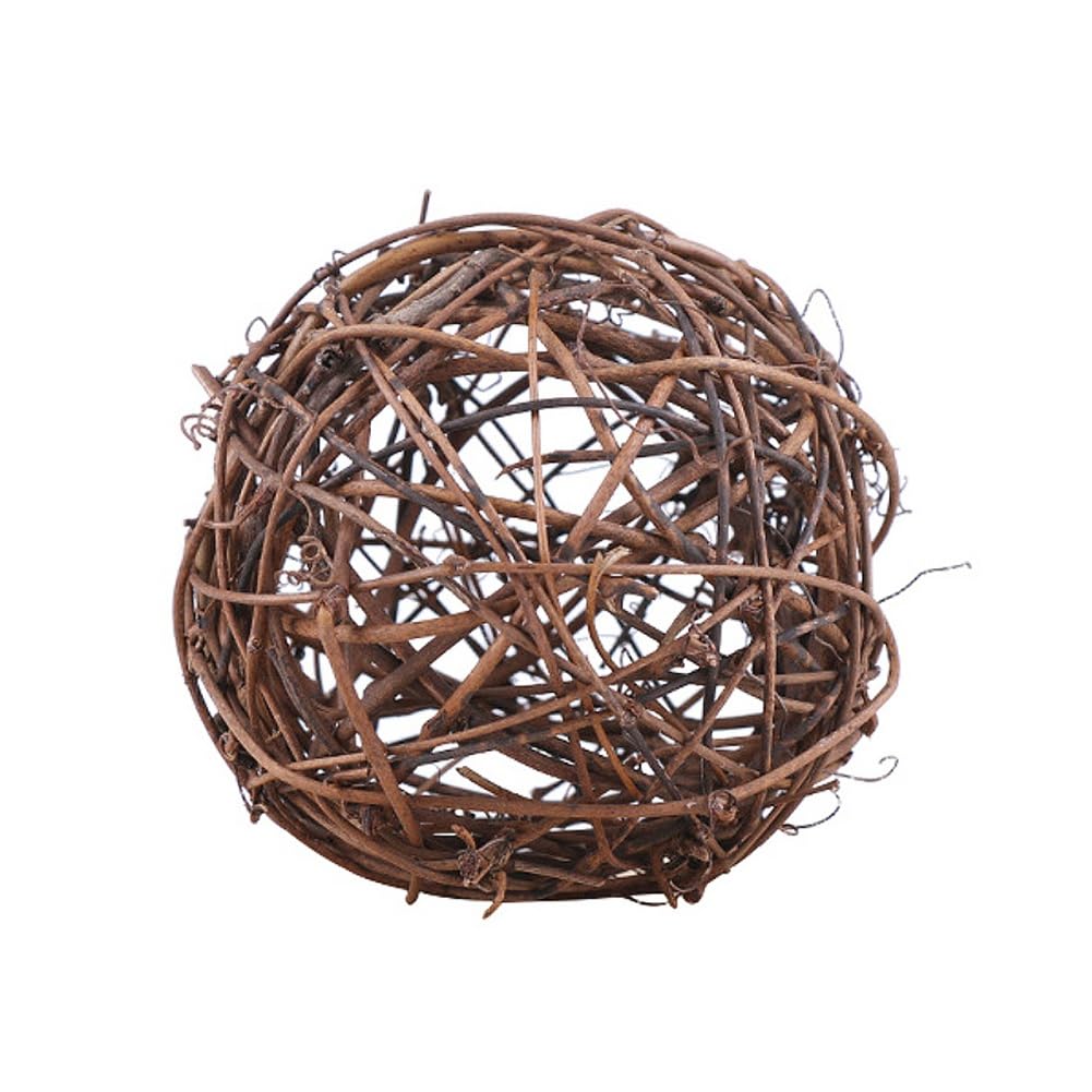 3 Pcs Handmade Wicker Rattan Balls, Natural Vine Balls Bowl and Vase Filler Twig Orbs, Brown Rustic Rattan Decorative Balls Ornament for Garden, Wedding, DIY Crafts, Rabbits, Parrot, Bird Toys