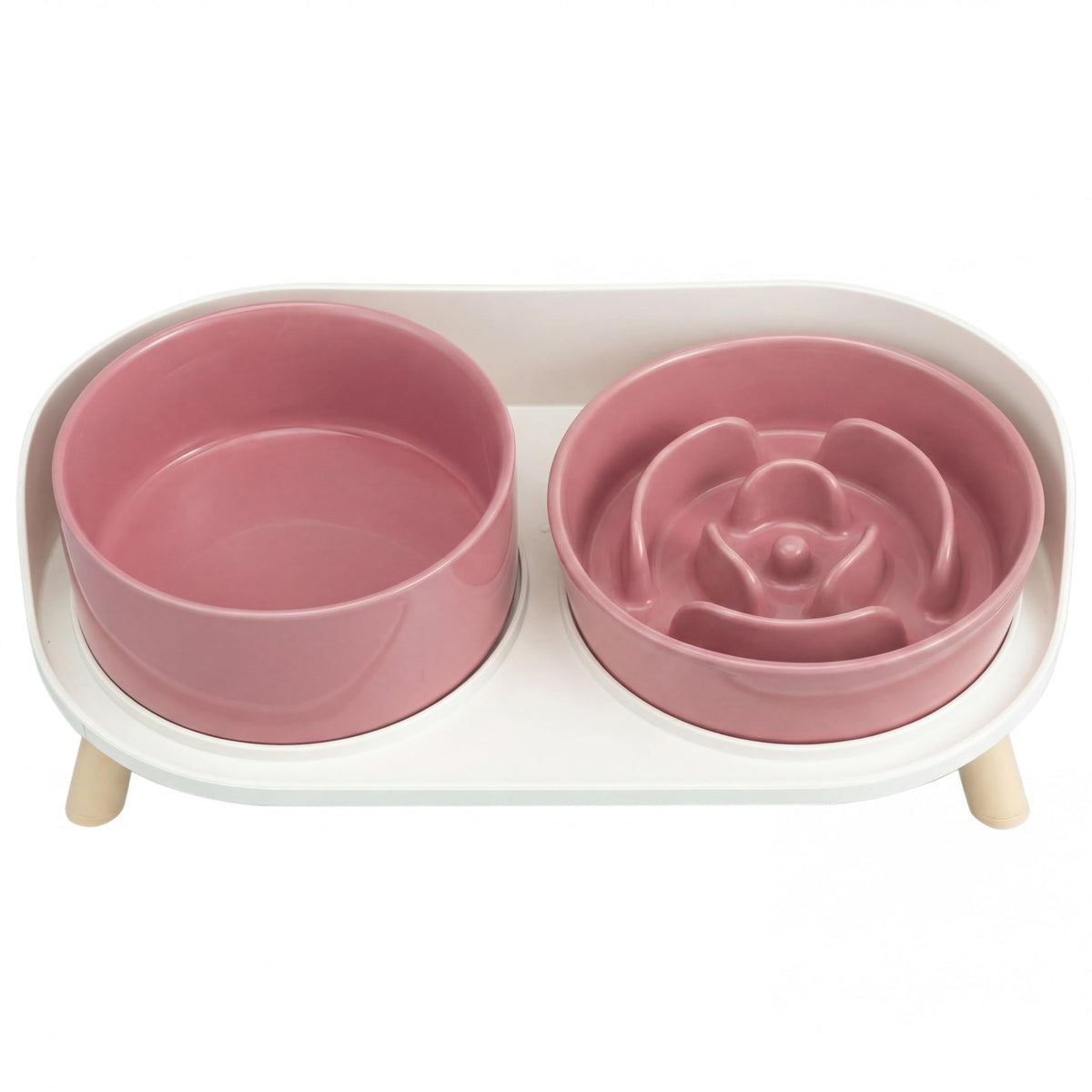Elevated Slow Feeder Dog Bowls with Splash Proof Stand, Slow Eating 5X