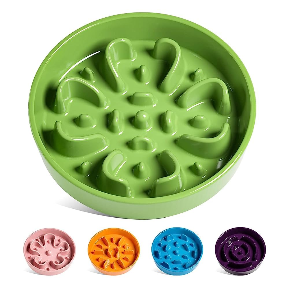 LE TAUCI Ceramic Slow Feeder Dog Bowls Small Breed, 0.6 Cups Dog Food Dish for Fast Eaters, Puzzle Bowl for Small Dogs and Cats,Purple