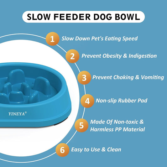 YINEYA 2PCS Slow Feeder Dog Bowls for Small Dogs, 1-Cup Puzzle Feeder Bowl