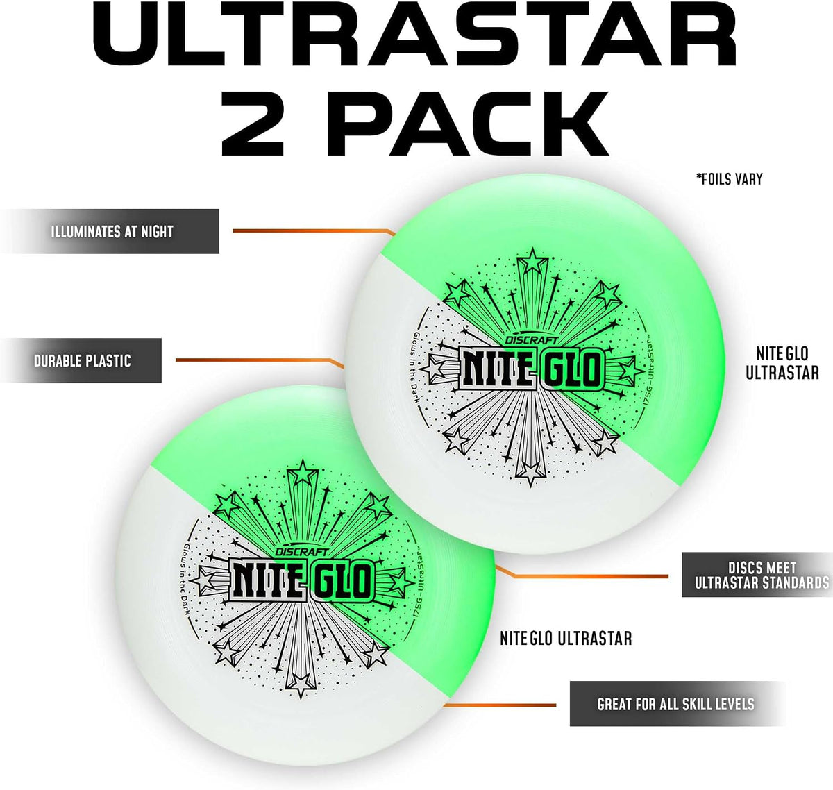 Discraft Ultrastar Ultimate Discs 1 & 2 Packs, Standard Size, for Competitive & Casual Play