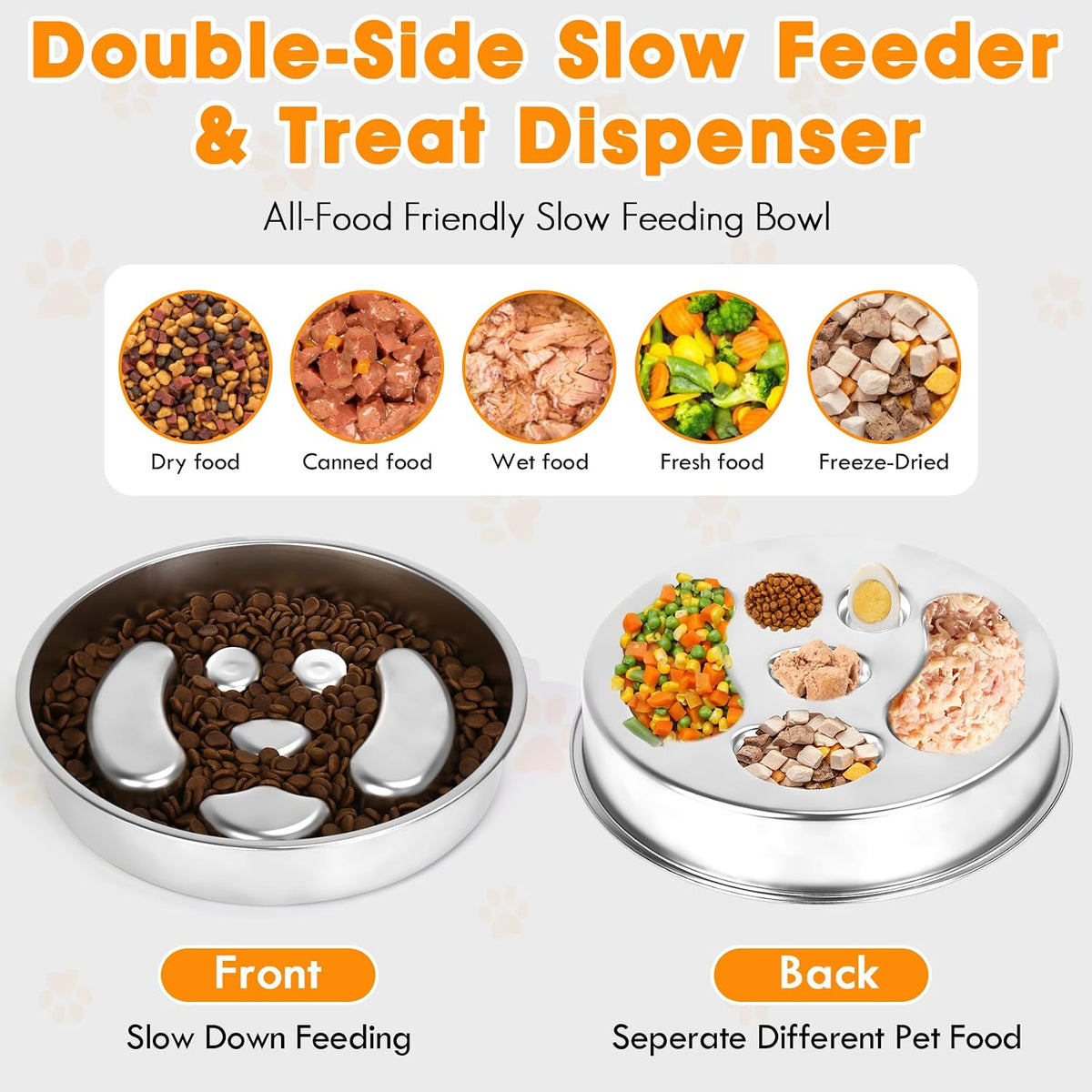 Stainless Steel Slow Feed Dog Bowl, 2 Pack Metal Slow Feeder Dog Bowls & Lick Bowl Plate, 2 Cups Double-Sided Non-Slip Small Medium Fast Eaters Puppy Puzzle Maze Slow Eating Dish for Dry Wet Raw Food