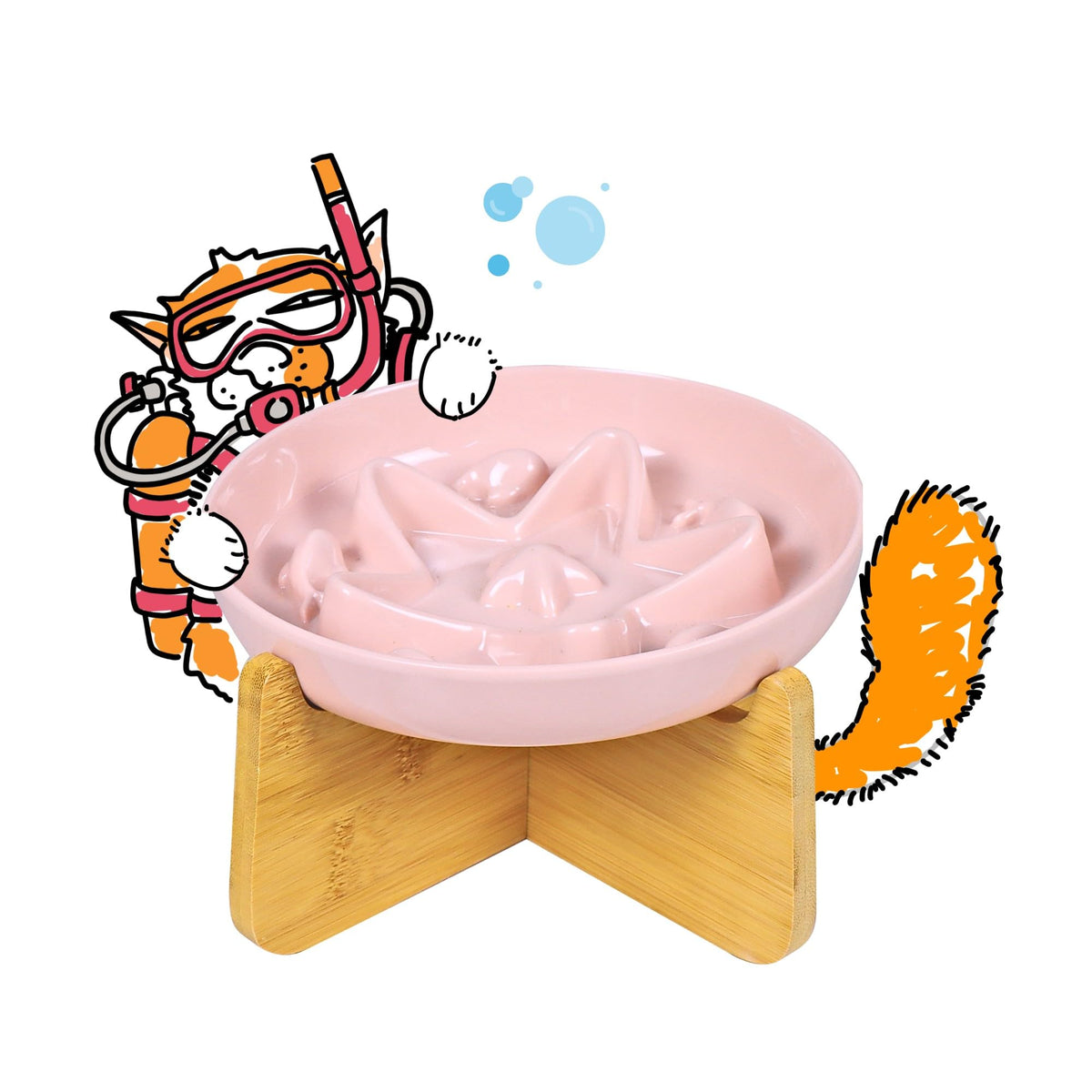2 Pcs Cat Slow Feeder Bowl – Whisker Friendly Melamine Puzzle Feeding Cat Bowl for Slow Eating – Wet & Dry Food – Dishwasher Safe, Lightweight, Non-Slip (Buttercream + Coral Pink, 6.3'')