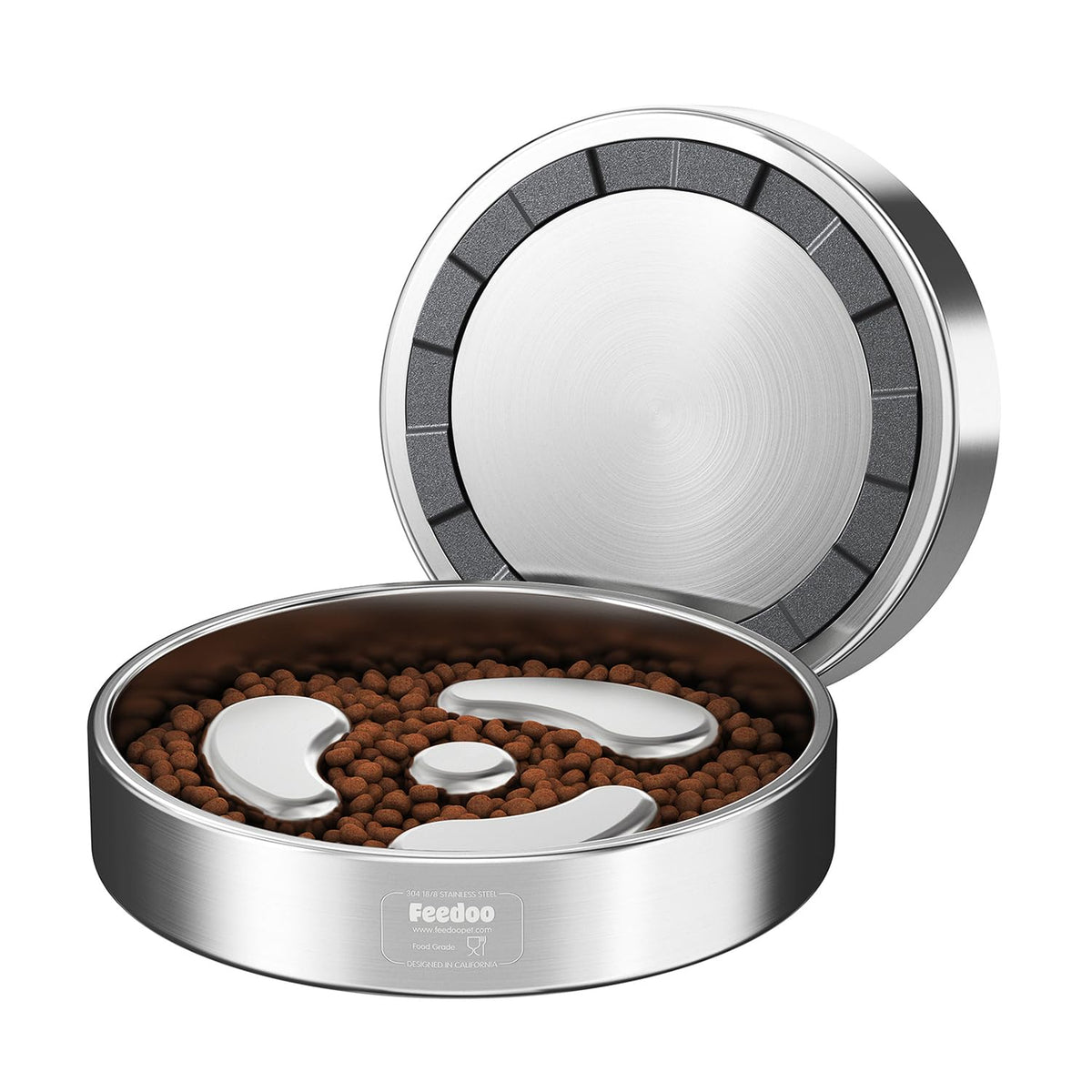 Feedoo Slow Feeder Dog Bowl-3Cups for Large Breeds, Double Wall Food-Grade Stainless Steel, Heavy Duty with Non-Slip Rubber Base, Puzzle Maze Bowl to Slow Down Eating