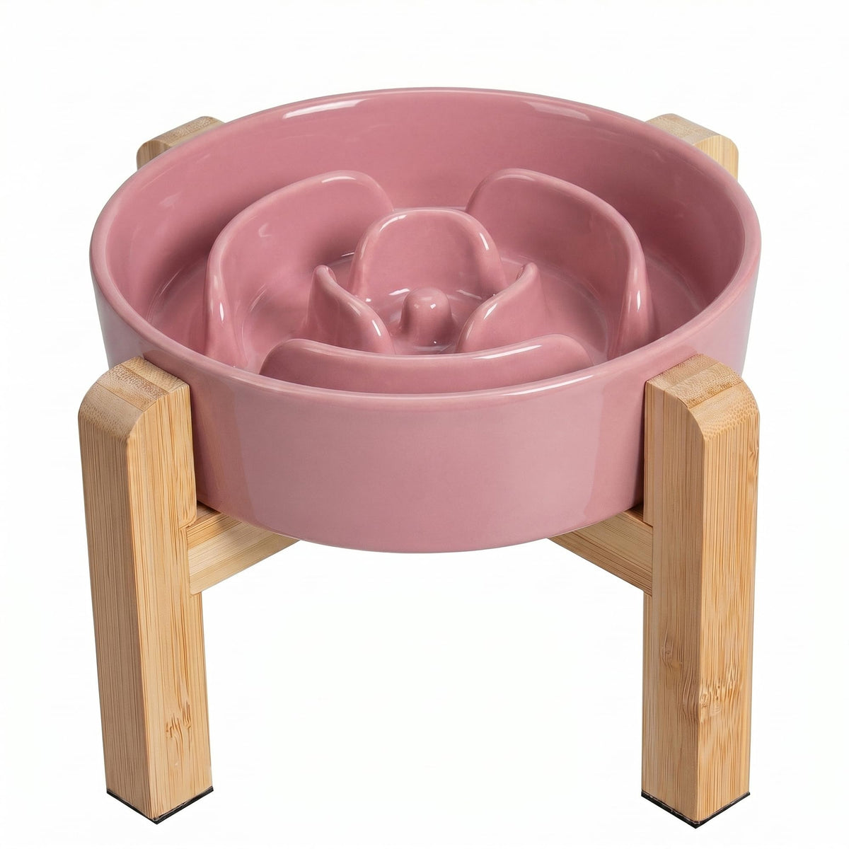 Elevated Slow Feeder Dog Bowl, 6.7" Ceramic Maze Dog Bowl with Stand