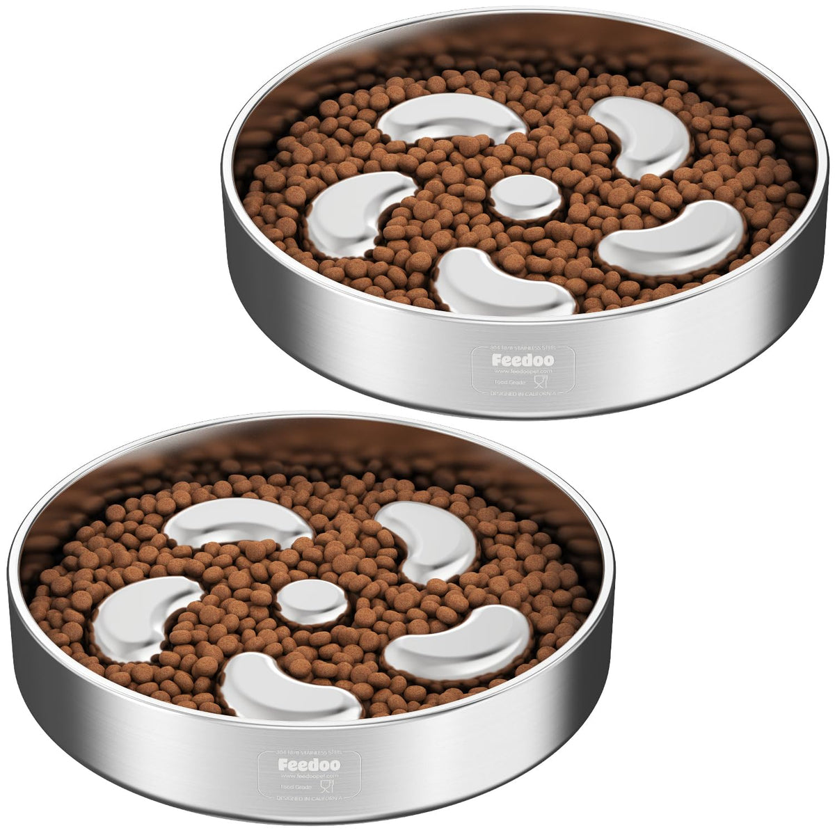 Feedoo Slow Feeder Dog Bowl-3Cups for Large Breeds, Double Wall Food-Grade Stainless Steel, Heavy Duty with Non-Slip Rubber Base, Puzzle Maze Bowl to Slow Down Eating