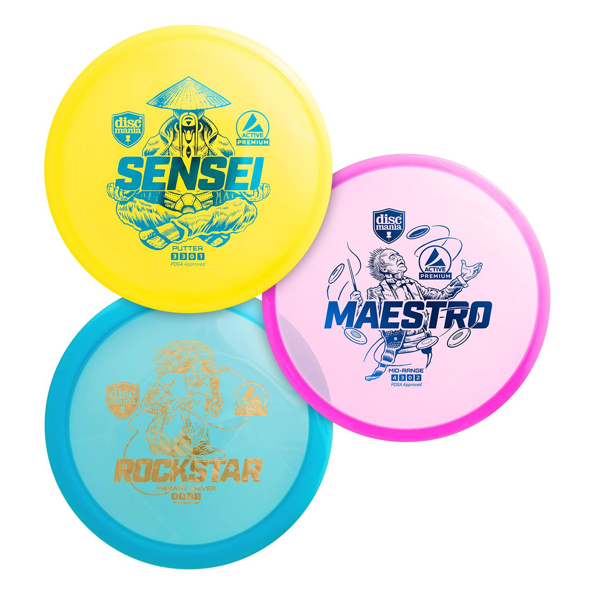 Discmania Active Premium Starter Set, 5-Pack, Sensei, Rockstar, Majesty