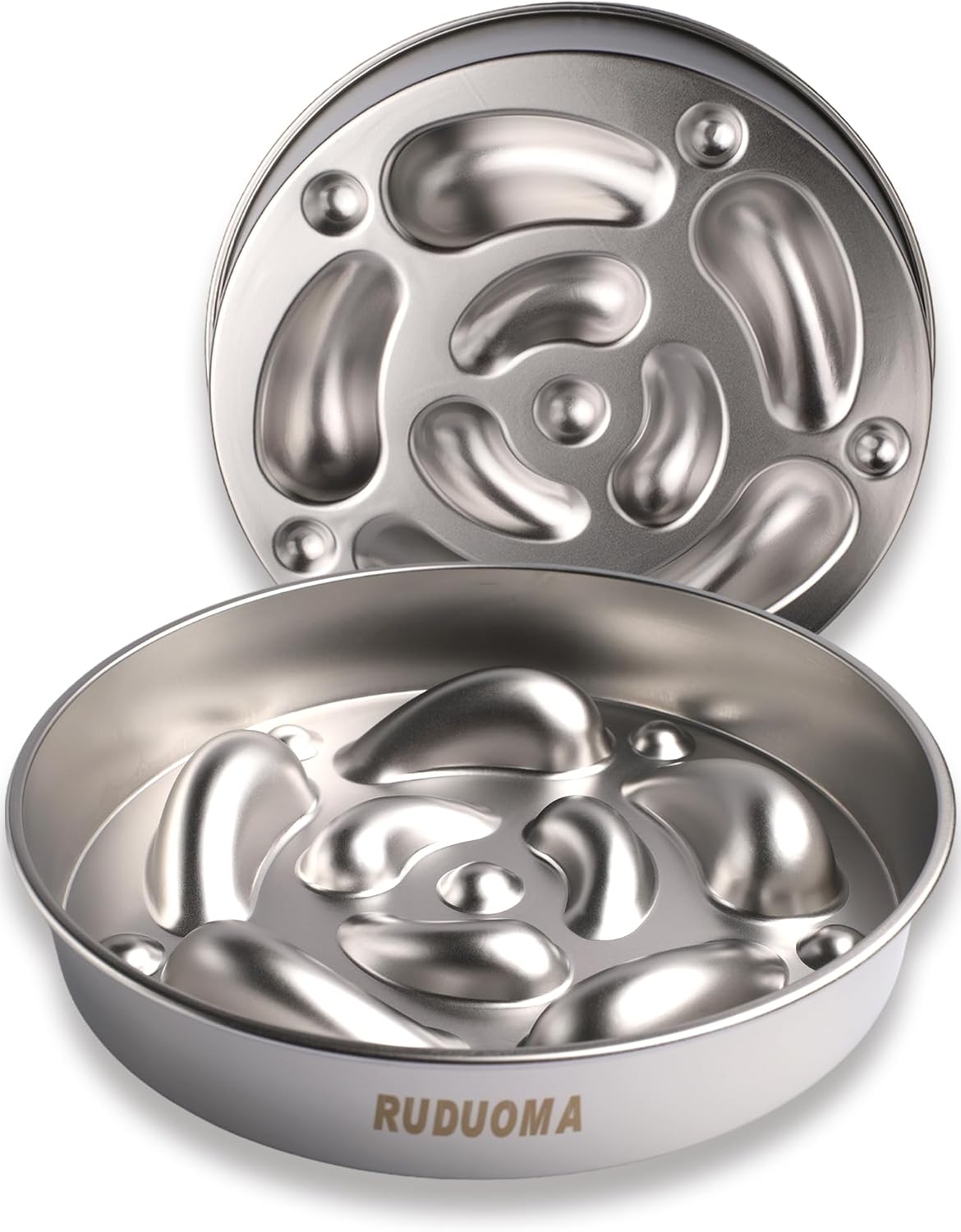 Stainless Steel Slow Feeder Dog Bowls, Flat Faced Short Snout Dogs