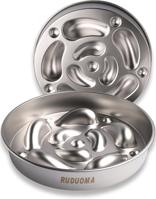 Stainless Steel Slow Feeder Dog Bowls, Flat Faced Short Snout Dogs