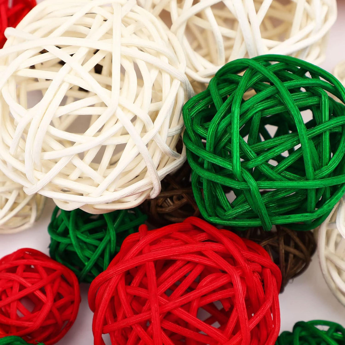 SANNIX 40Pcs Christmas Decorations Rattan Wicker Balls Hanging Ornaments Vase Bowl Fillers for Wedding Christmas Party Home Decor Table Tree Decorations