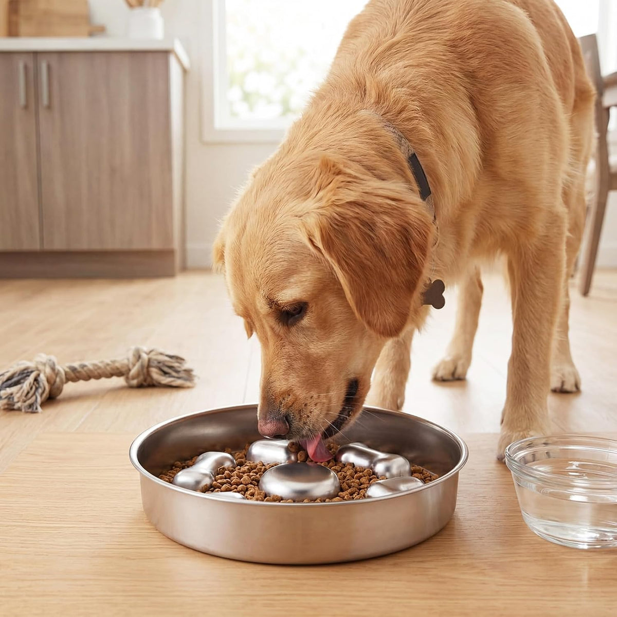 2 Pack Stainless Steel Slow Feeder Dog Bowls, 3 Cups Large