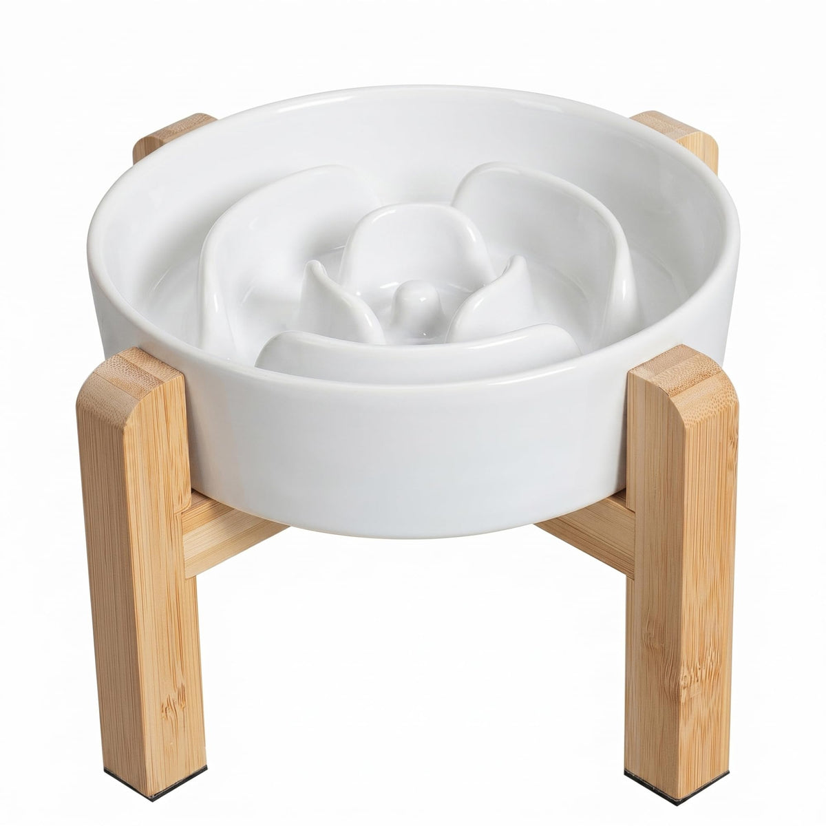 Elevated Slow Feeder Dog Bowl, 6.7" Ceramic Maze Dog Bowl with Stand
