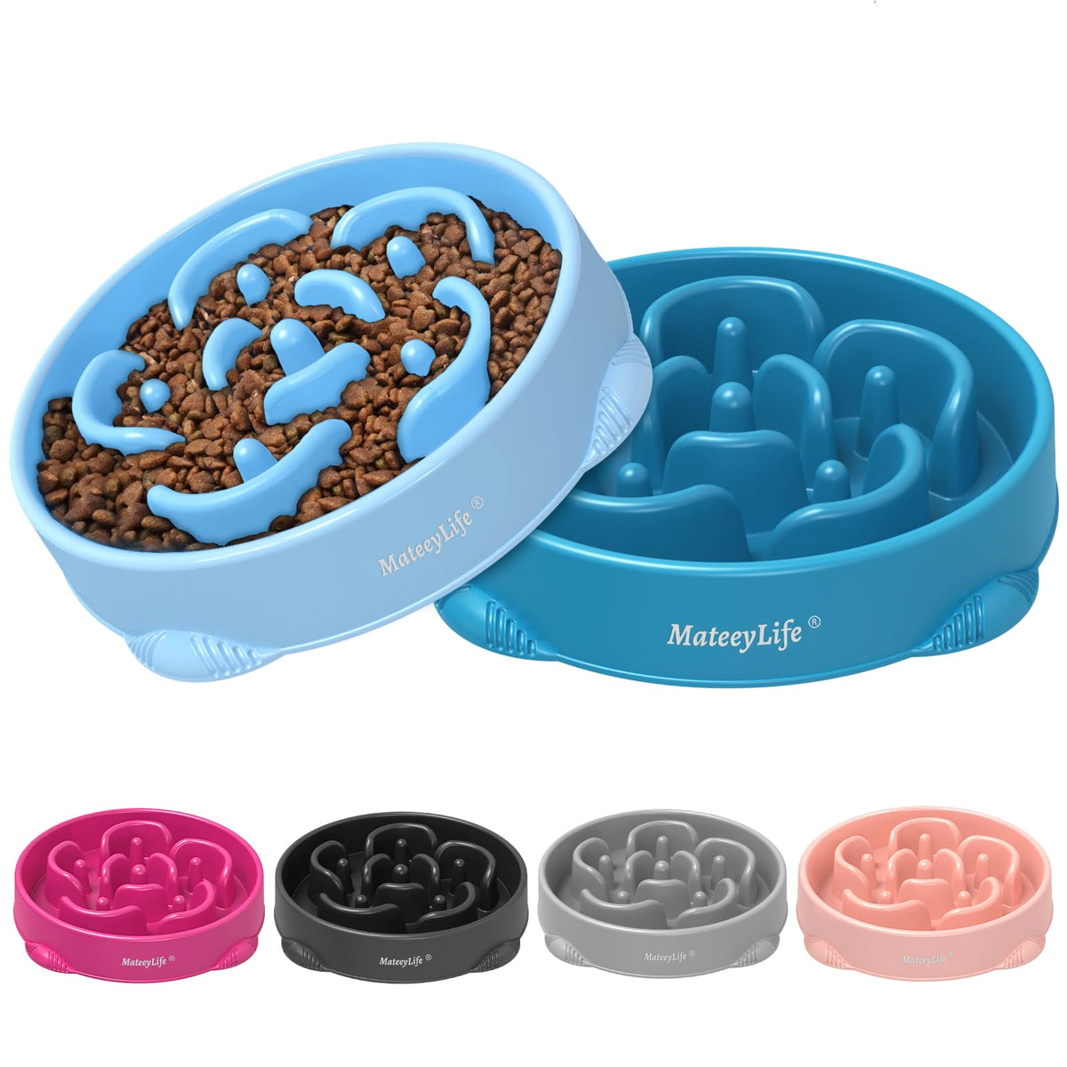 MateeyLife 2-Pack Slow Feeder Dog Bowls, 1 Cup, Dog Puzzle Feeder Bowl