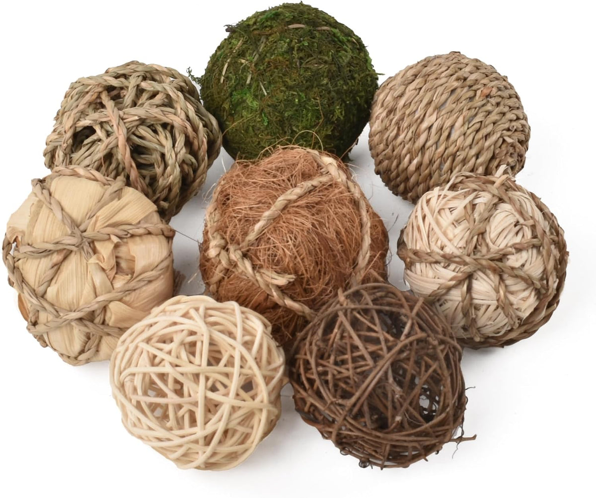 Decorative Filler Balls for Centerpiece 8PCS, Decorative Wicker Rattan Balls Natural Tones Vase & Bowl Fillers Decorative Balls for Home Tabletop Decor Garden Wedding