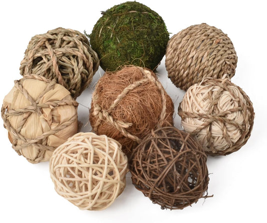 Decorative Filler Balls for Centerpiece 8PCS, Decorative Wicker Rattan Balls Natural Tones Vase & Bowl Fillers Decorative Balls for Home Tabletop Decor Garden Wedding