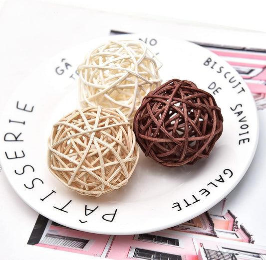 Pomeat 15pcs Wicker Rattan Balls Decorative Ball Orbs Vase Fillers Table Decor, Wedding Party Decoration, Decorative Balls for Centerpiece Bowls