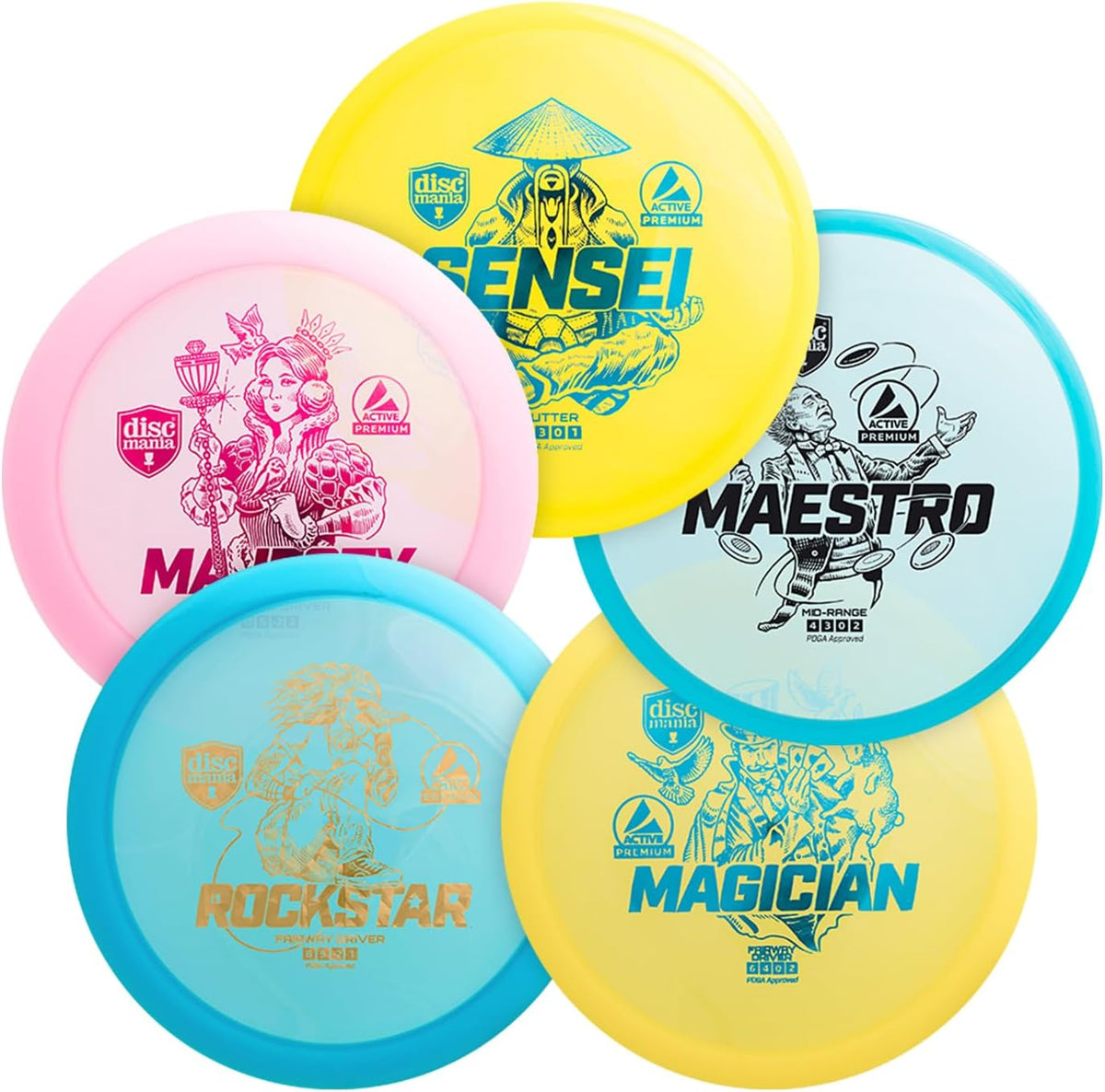 Discmania Active Premium Starter Set, 5-Pack, Sensei, Rockstar, Majesty