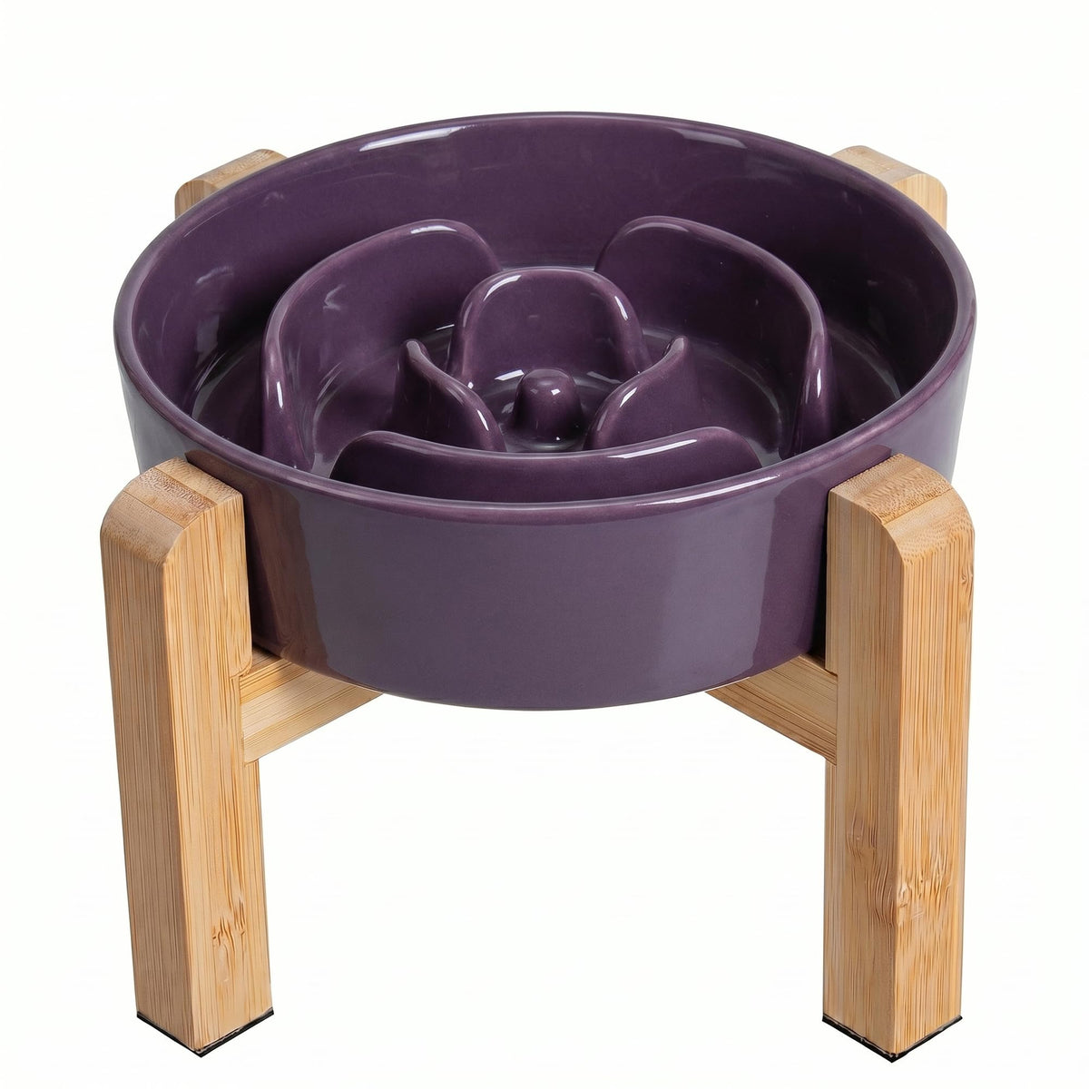 Elevated Slow Feeder Dog Bowl, 6.7" Ceramic Maze Dog Bowl with Stand