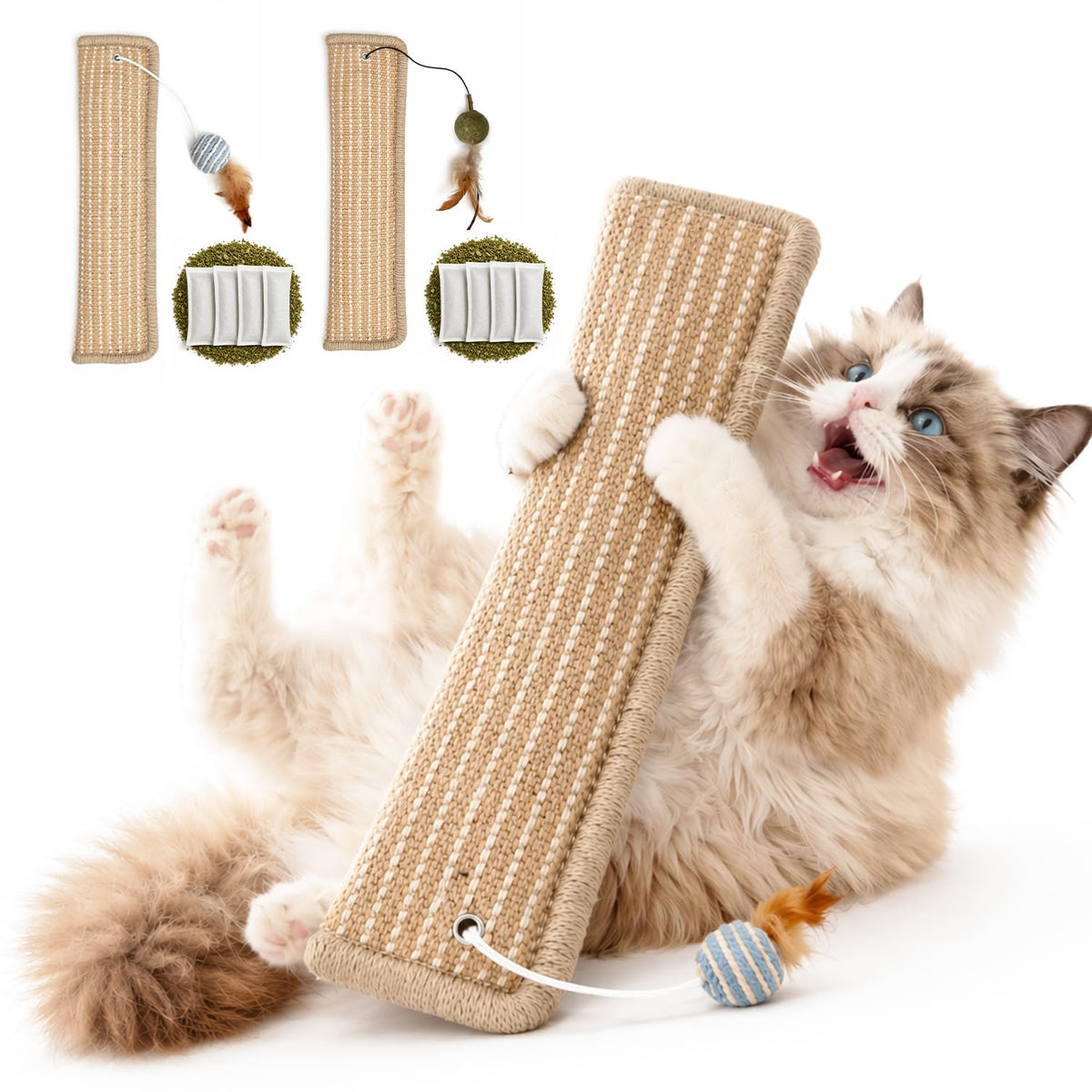 2 Pack Refillable Sisal Catnip Kicker Toys for Indoor Cats