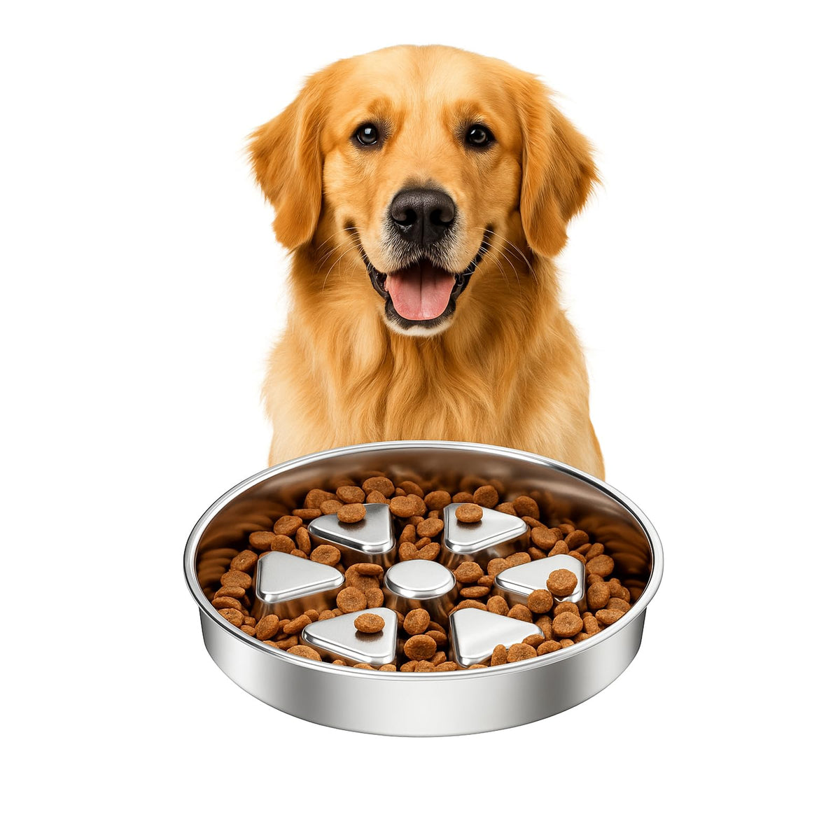 Kactoily 304 Stainless Steel Slow Feeder Dog Bowls, 2.5 Cups Capacity