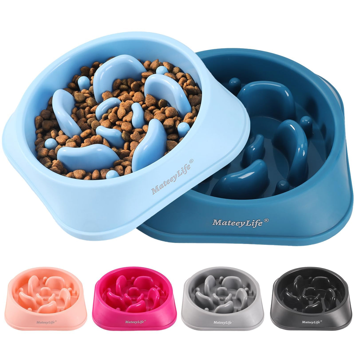 MateeyLife 2-Pack Slow Feeder Dog Bowls, 1 Cup, Dog Puzzle Feeder Bowl