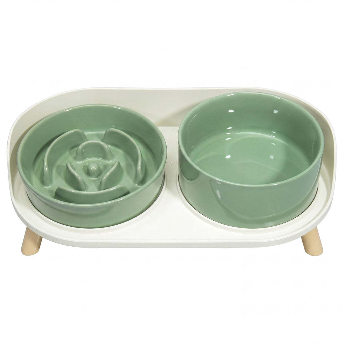 Elevated Slow Feeder Dog Bowls with Splash Proof Stand, Slow Eating 5X