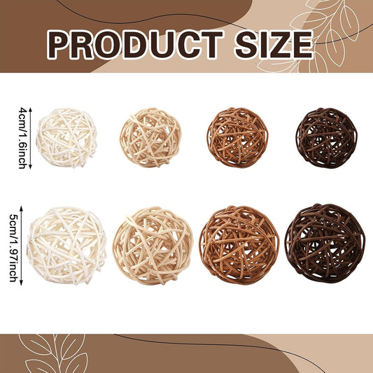 NOVWANG 40 Pcs Natural Wicker Rattan Balls, Table Centerpieces Vase Bowl Filler Hanging Decor DIY Craft House Ornament for Party Decoration