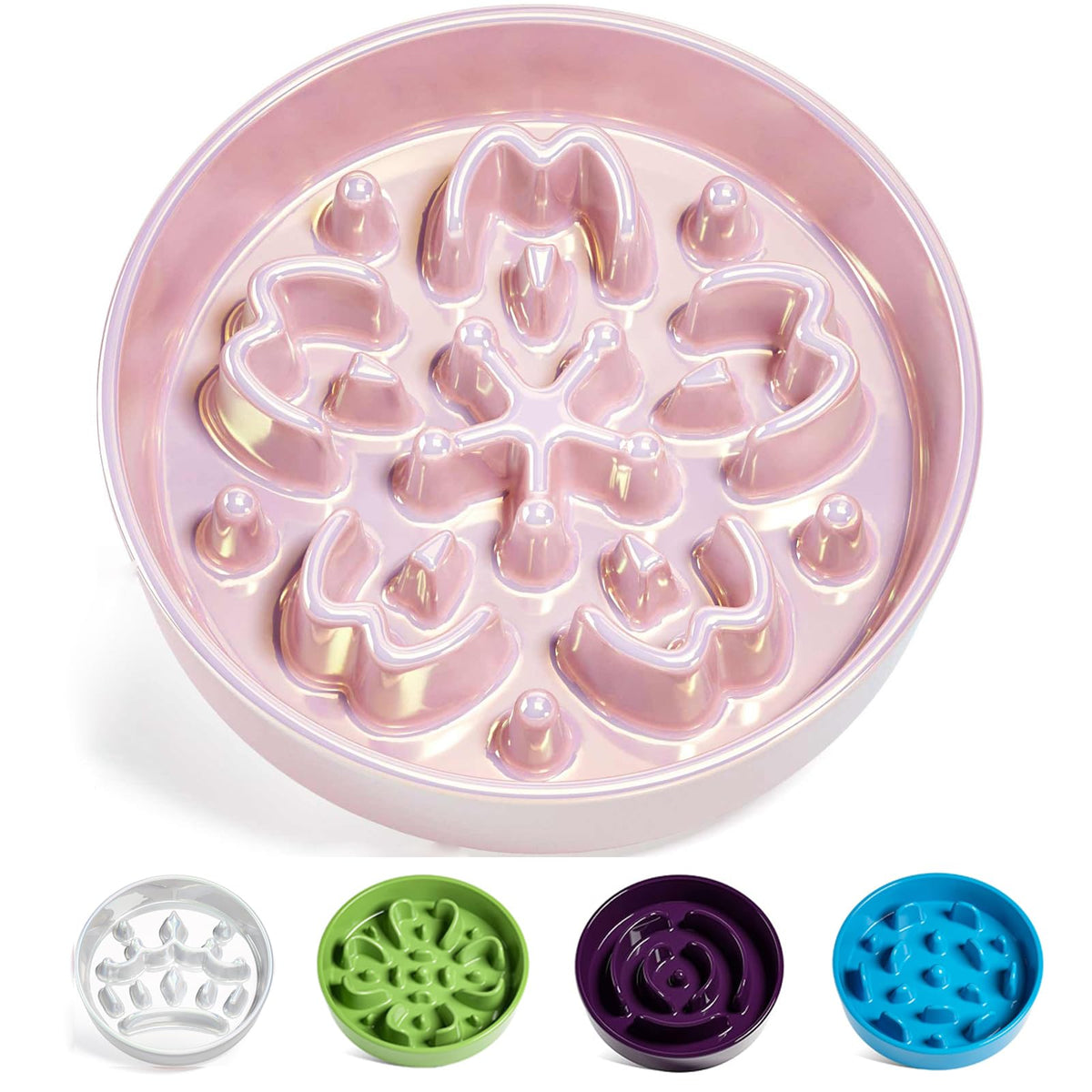 LE TAUCI Ceramic Slow Feeder Dog Bowls Small Breed, 0.6 Cups Dog Food Dish for Fast Eaters, Puzzle Bowl for Small Dogs and Cats,Purple