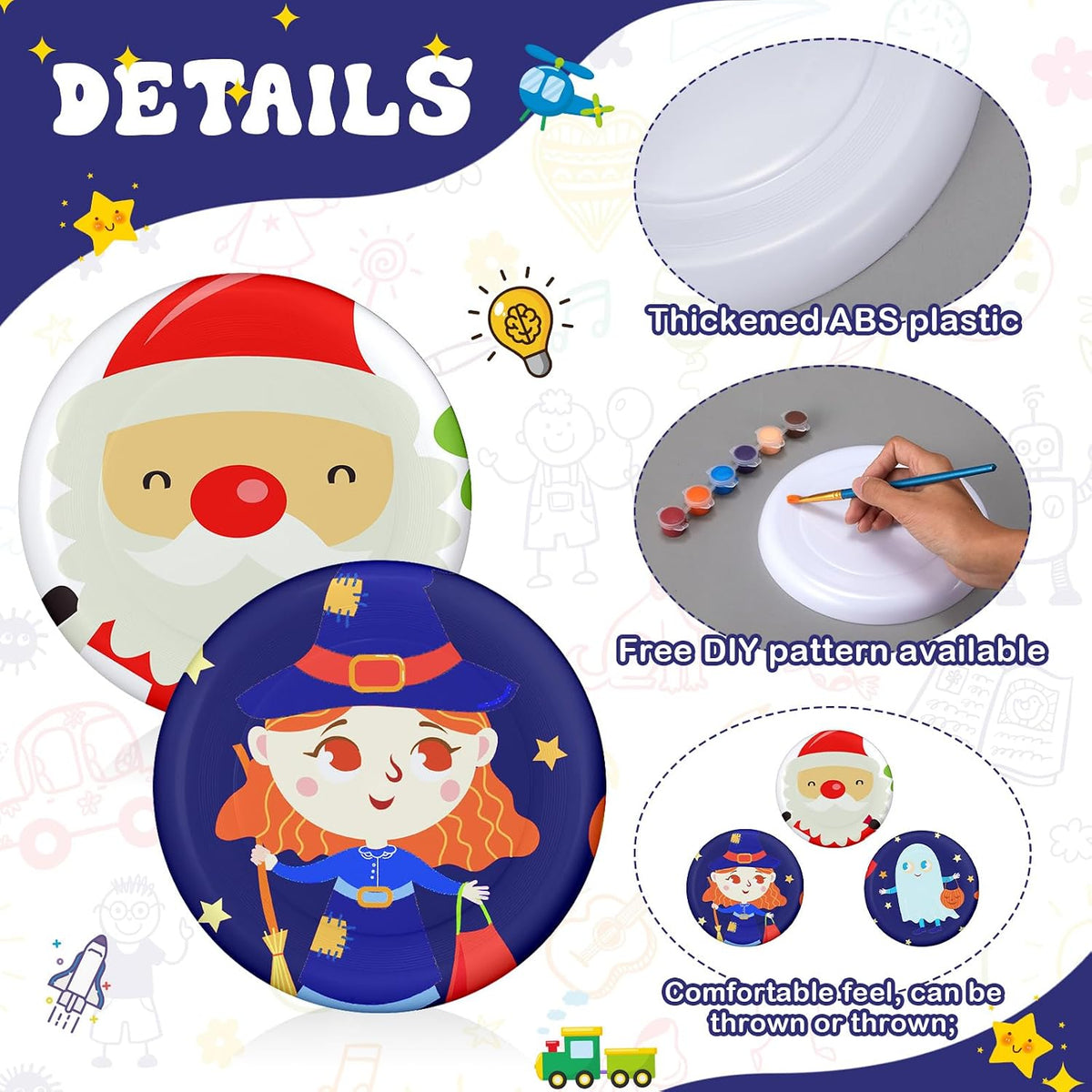Tenceur 24 Pcs White DIY Plastic Flying Disks Bulk 7 Inch