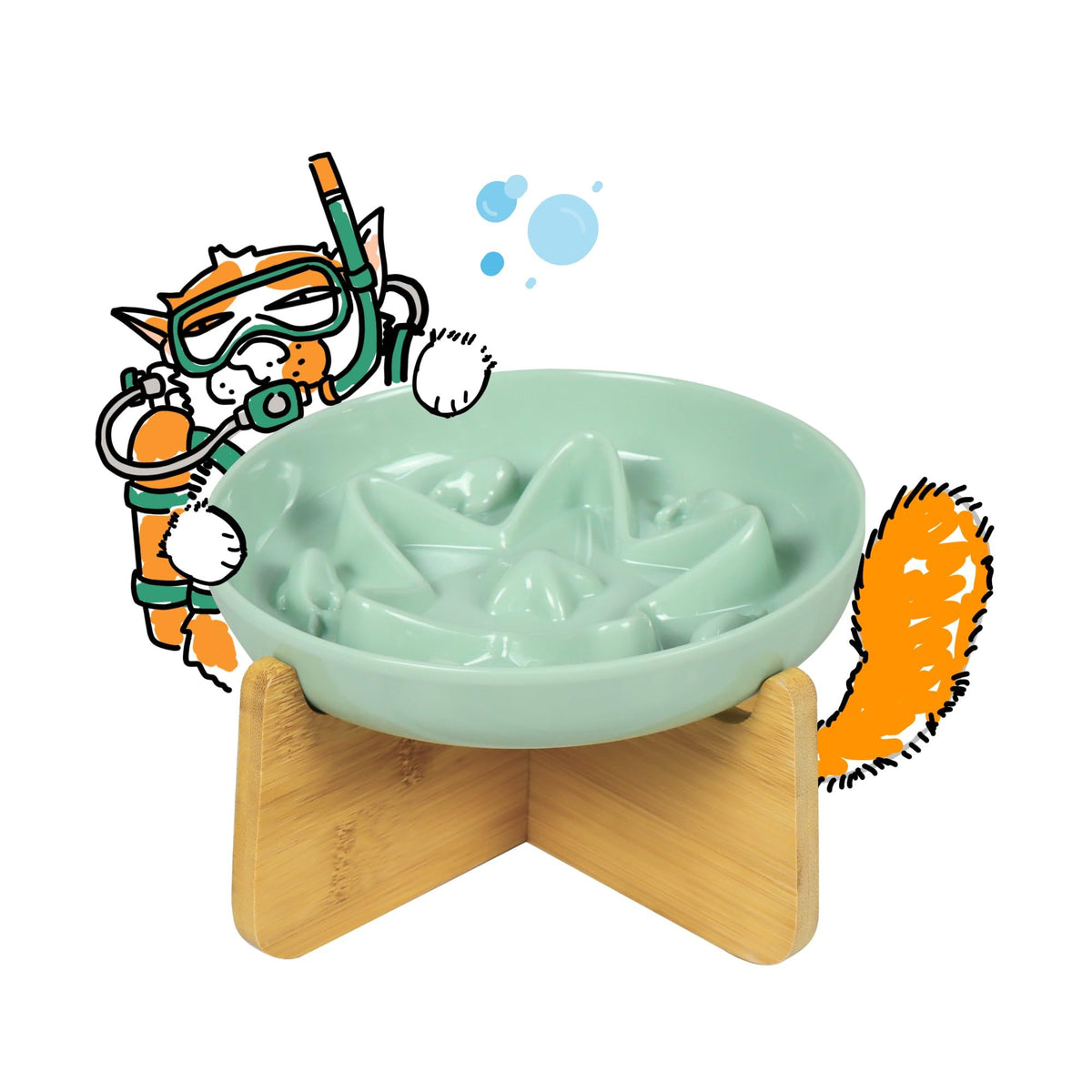 2 Pcs Cat Slow Feeder Bowl – Whisker Friendly Melamine Puzzle Feeding Cat Bowl for Slow Eating – Wet & Dry Food – Dishwasher Safe, Lightweight, Non-Slip (Buttercream + Coral Pink, 6.3'')