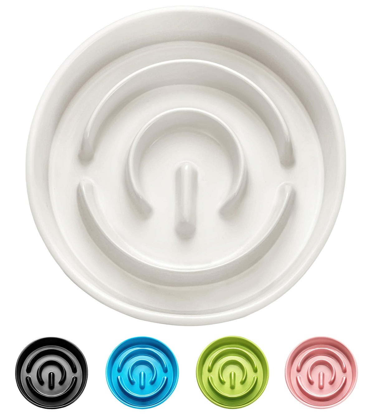 Ceramic Slow Feeder Dog Bowls, 2.0 Cups Slow Feeder for Medium Dogs, Puzzle Maze Bowl to Slow Down Eating, 30oz, 8in, White