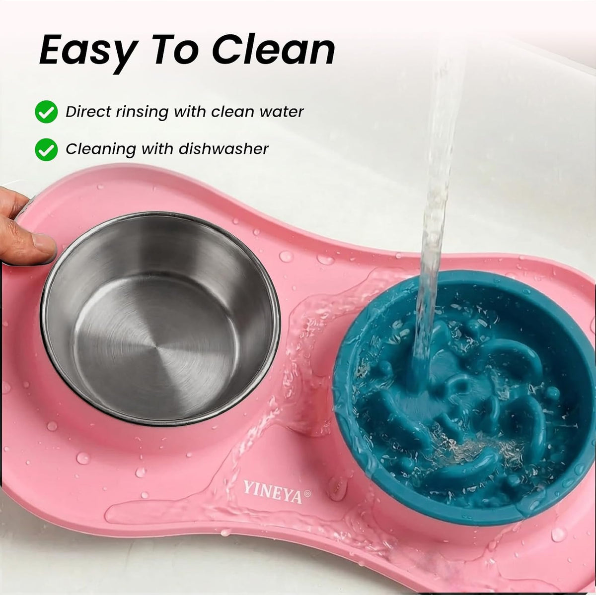 YINEYA 3 in 1 Slow Feeder Dog Bowls,Dog Water Bowl,Cat and Dog Food Bowl