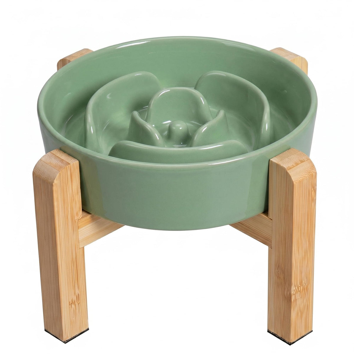 Elevated Slow Feeder Dog Bowl, 6.7" Ceramic Maze Dog Bowl with Stand