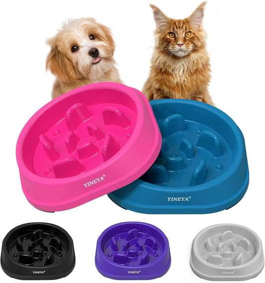 YINEYA 2PCS Slow Feeder Dog Bowls for Small Dogs, 1-Cup Puzzle Feeder Bowl