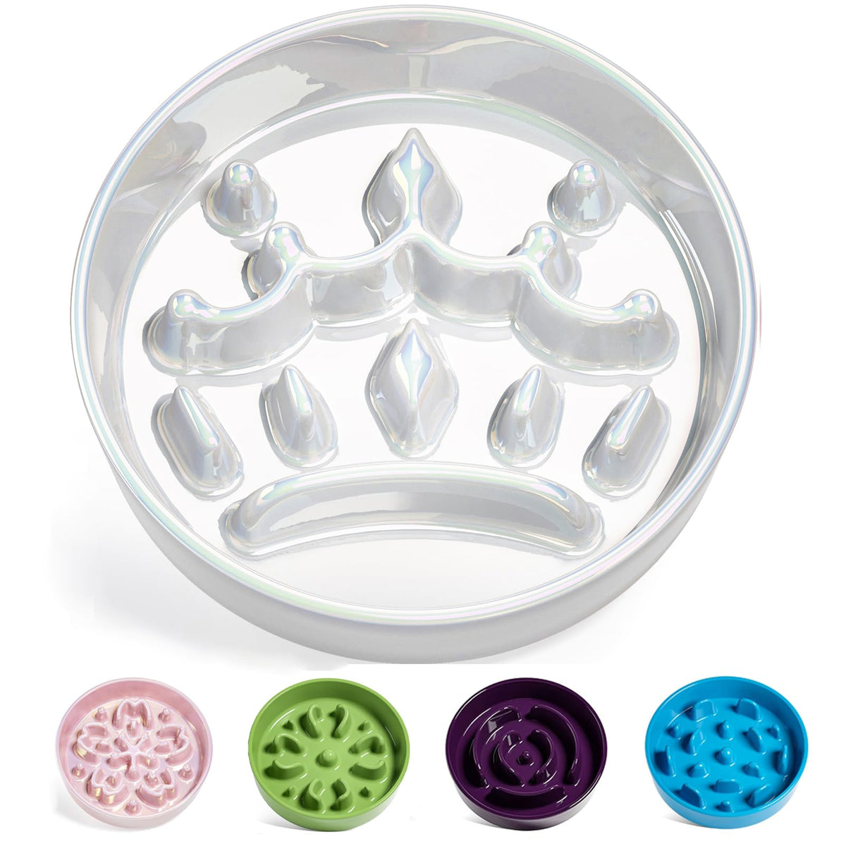 LE TAUCI Ceramic Slow Feeder Dog Bowls Small Breed, 0.6 Cups Dog Food Dish for Fast Eaters, Puzzle Bowl for Small Dogs and Cats,Purple
