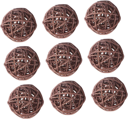 15pcs Wicker Rattan Balls for DIY Crafting Decorative Vine Ornaments for Home Kindergarten Hotel and Bar Brown Hanging Spheres for Unique Decor