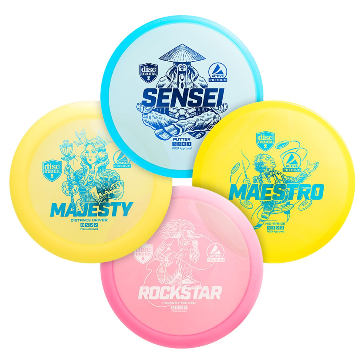 Discmania Active Premium Starter Set, 5-Pack, Sensei, Rockstar, Majesty