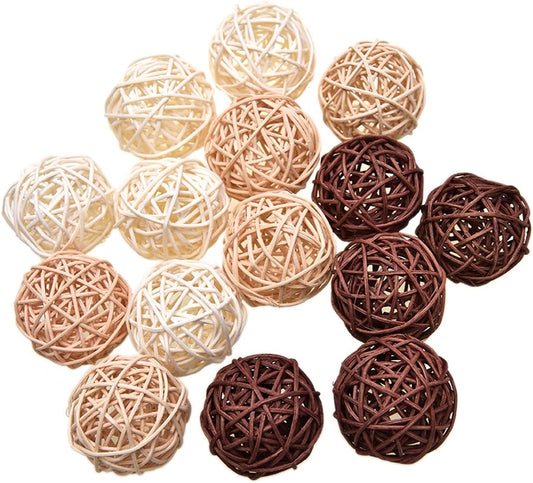 Pomeat 15pcs Wicker Rattan Balls Decorative Ball Orbs Vase Fillers Table Decor, Wedding Party Decoration, Decorative Balls for Centerpiece Bowls