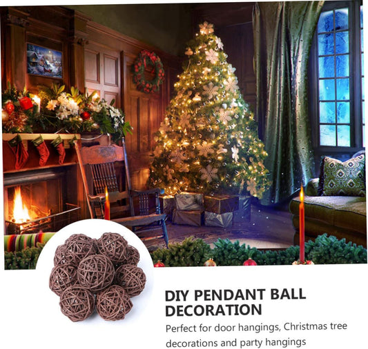 15pcs Wicker Rattan Balls for DIY Crafting Decorative Vine Ornaments for Home Kindergarten Hotel and Bar Brown Hanging Spheres for Unique Decor