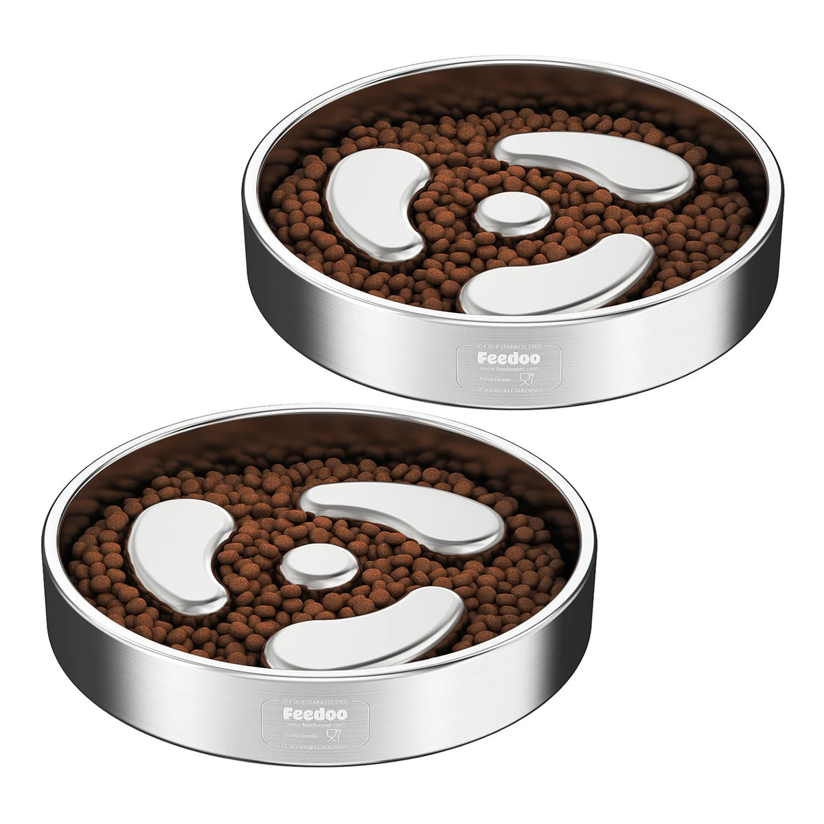 Feedoo Slow Feeder Dog Bowl-1Cup for Small Puppy, Double-Layer 304 Stainless Steel Puzzle Bowl, Anti-Choking for Fast Eaters, Heavy-Duty Non-Slip Base, Dishwasher Safe