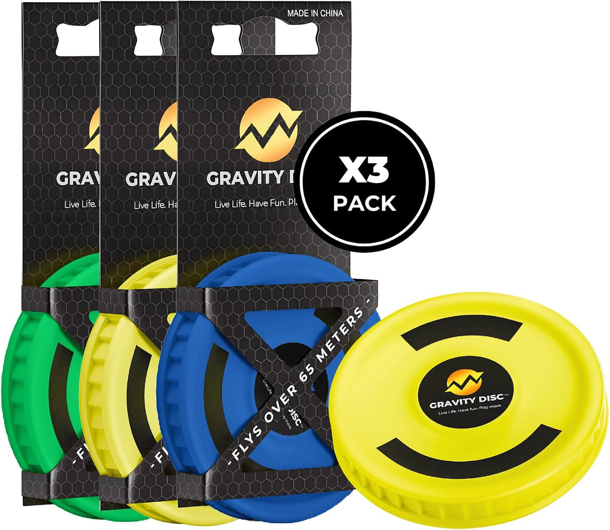 Gravity Disc Mini Frisbee - 3 Pack (Blue, Yellow, Green) Pocket Flying Discs - Disc Golf Accessories, Ultimate Frisbee, Trick Shots - Fun Outdoor Gifts for Camping, Travel, Yard Games