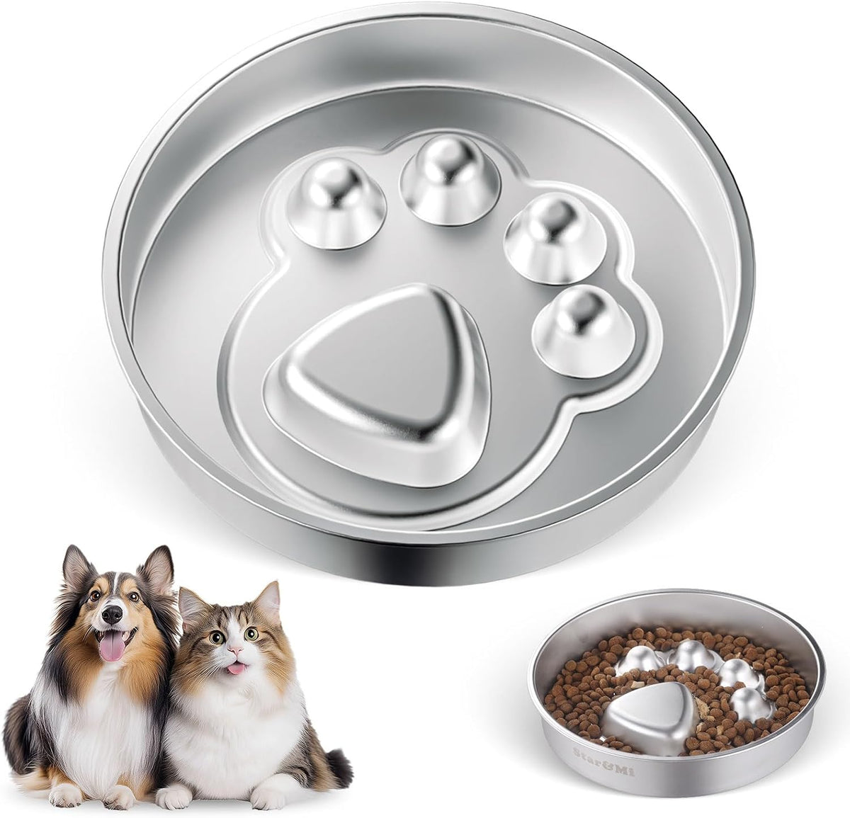 Stainless Steel Slow Feeder Dog Bowls – Non-Slip Metal Dog Bowl for Large & Medium Breeds, Puppy Puzzle Feeder – 2 Cup Capacity for Small to Big Pets – Durable Slow Feed Dog & Cat Food Dish