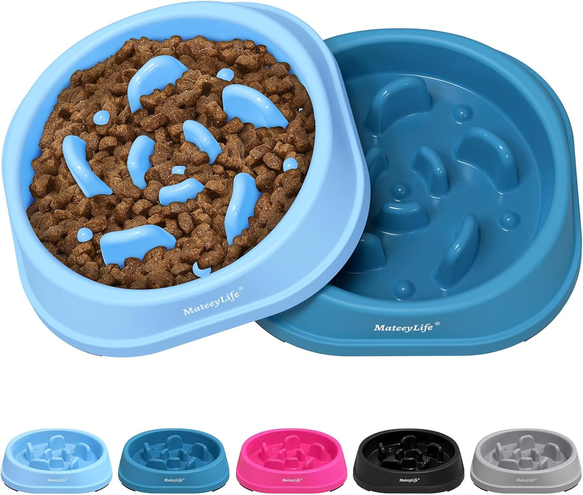 MateeyLife 2-Pack Slow Feeder Dog Bowls, 1 Cup, Dog Puzzle Feeder Bowl