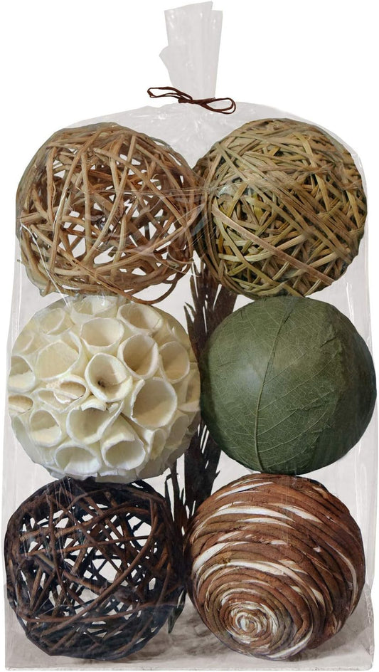Blue Donuts Decorative Balls for Centerpiece â€“ Decorative Bowl Fillers, Assorted Rattan Wicker Balls Orb Grapevine Ball, Vase Fillers, Table Decor, Pack of 7