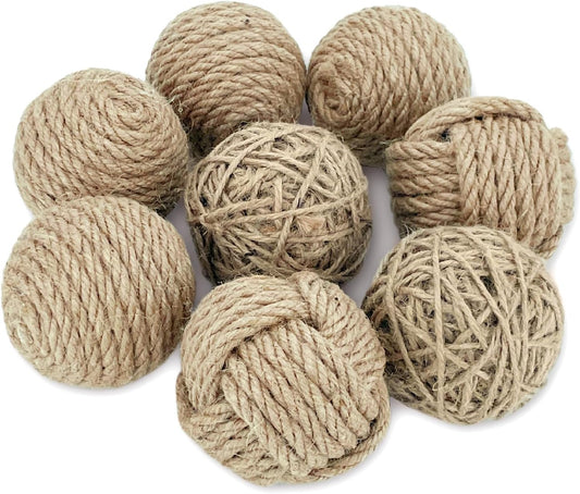 Decorative Balls Set of 8, Sisal Rope Ball Orbs Vase Filler Decorative Balls for Centerpiece Bowls, Home Tabletop Décor, Housewarming Gift