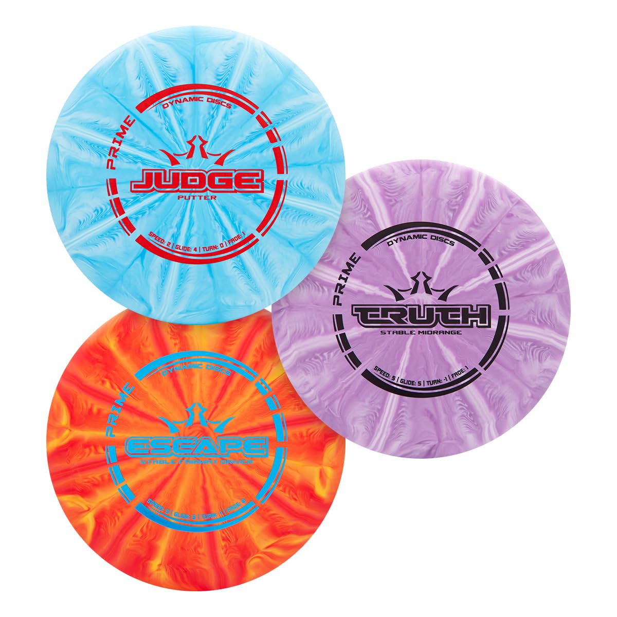 Dynamic Discs Prime Burst Disc Golf Starter Set, 3-Pack, Judge, Truth