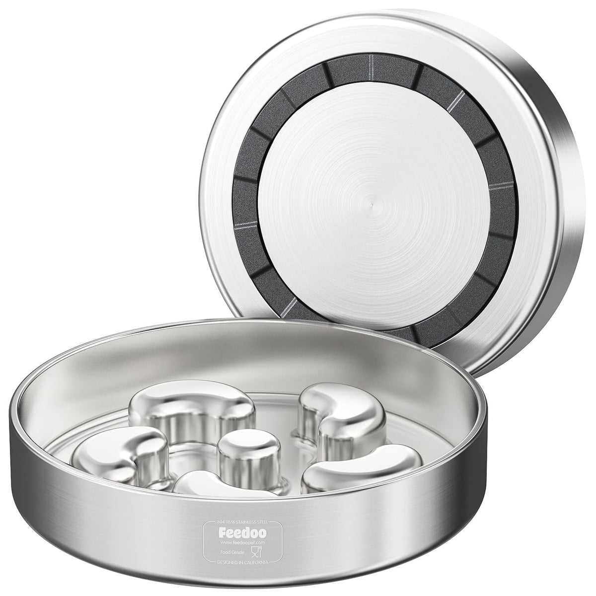 Feedoo Slow Feeder Dog Bowl-1Cup for Small Puppy, Double-Layer 304 Stainless Steel Puzzle Bowl, Anti-Choking for Fast Eaters, Heavy-Duty Non-Slip Base, Dishwasher Safe