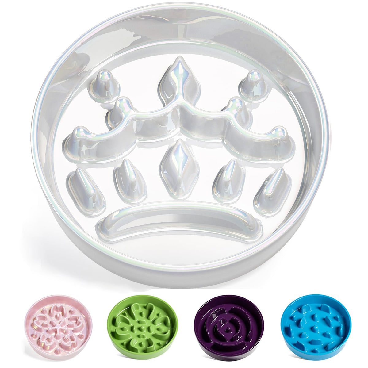 LE TAUCI Ceramic Slow Feeder Dog Bowls Small Breed, 0.6 Cups Dog Food Dish for Fast Eaters, Puzzle Bowl for Small Dogs and Cats,Purple